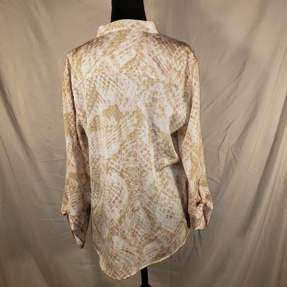 Ruby Rd. Light Pink And Beige Printed Button-Down… - image 5